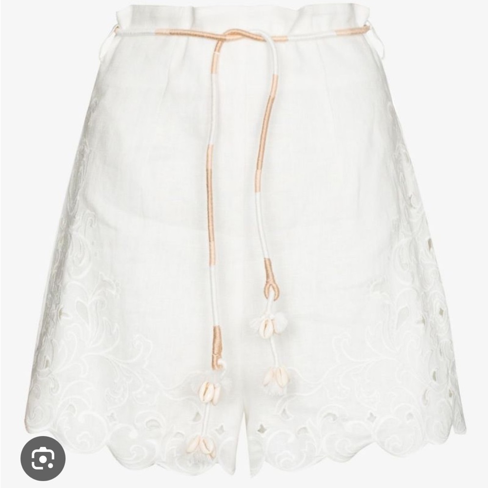 White Zimmermann Nina Embroidered Shorts